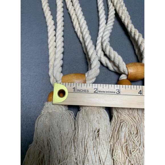 Vintage Curtain Tiebacks with Tassels & Wooden Beads Set of 2 - Picture 7 of 8